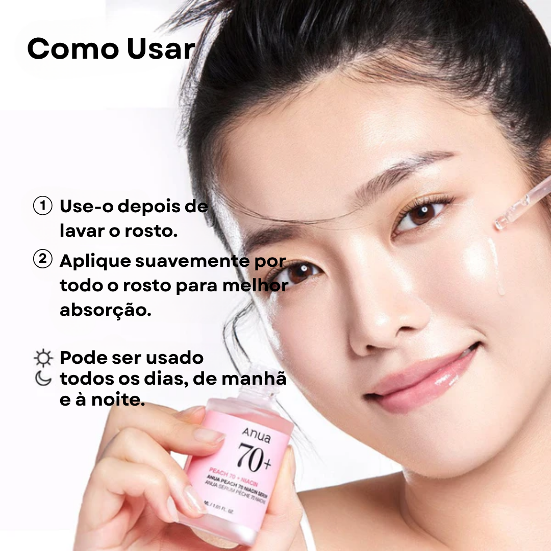 Sérum Peach 70% + Niacinamida 5% para Pele Radiante | Anua