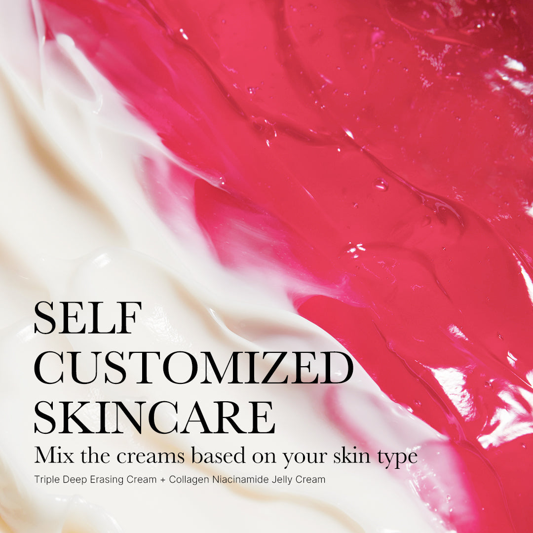 Medicube Collagen Swirl Duo Kit smoothing out and improving uneven skin texture.