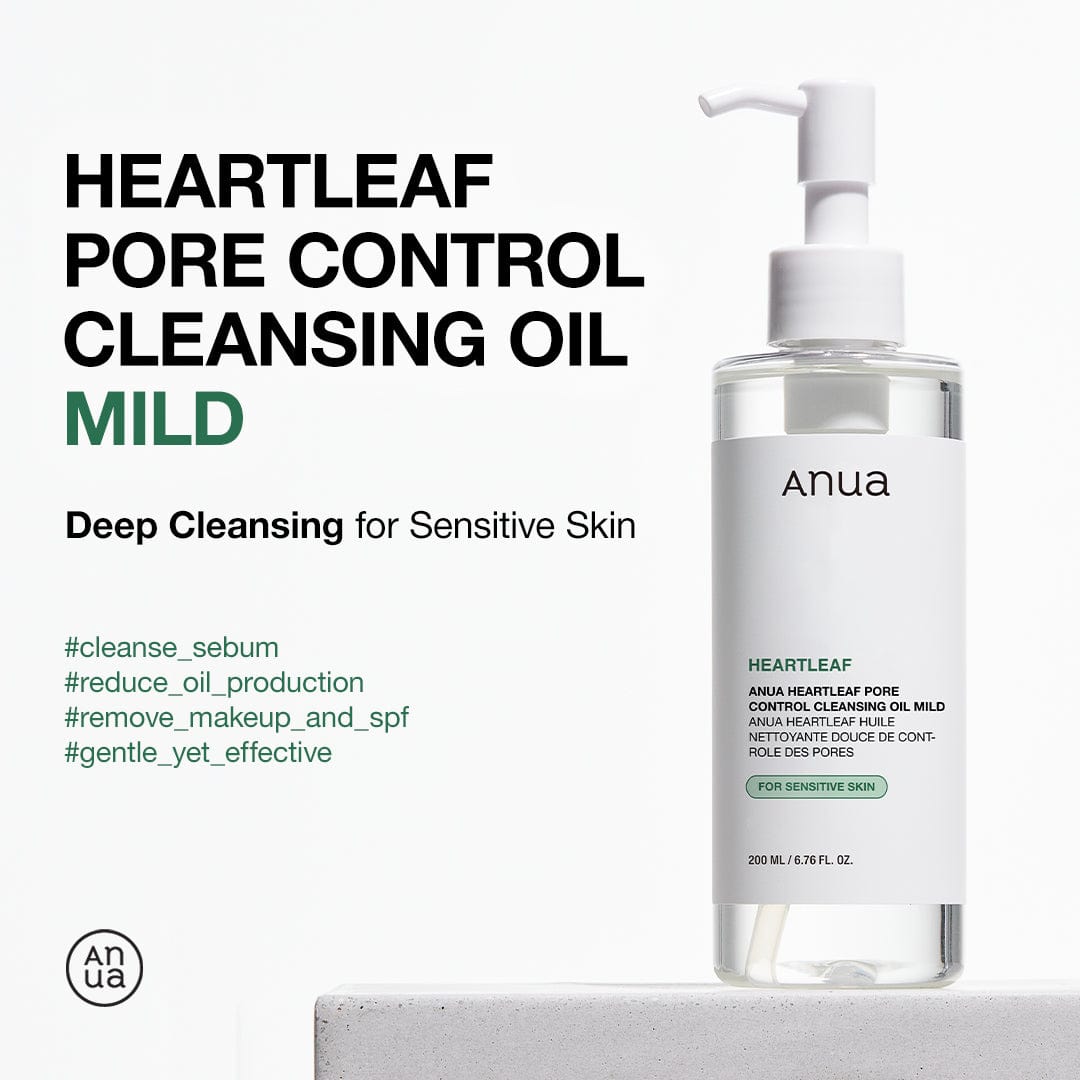 Anua Heartleaf Pore Control Cleansing Oil soothing skin irritation and reducing visible redness with heartleaf extract.