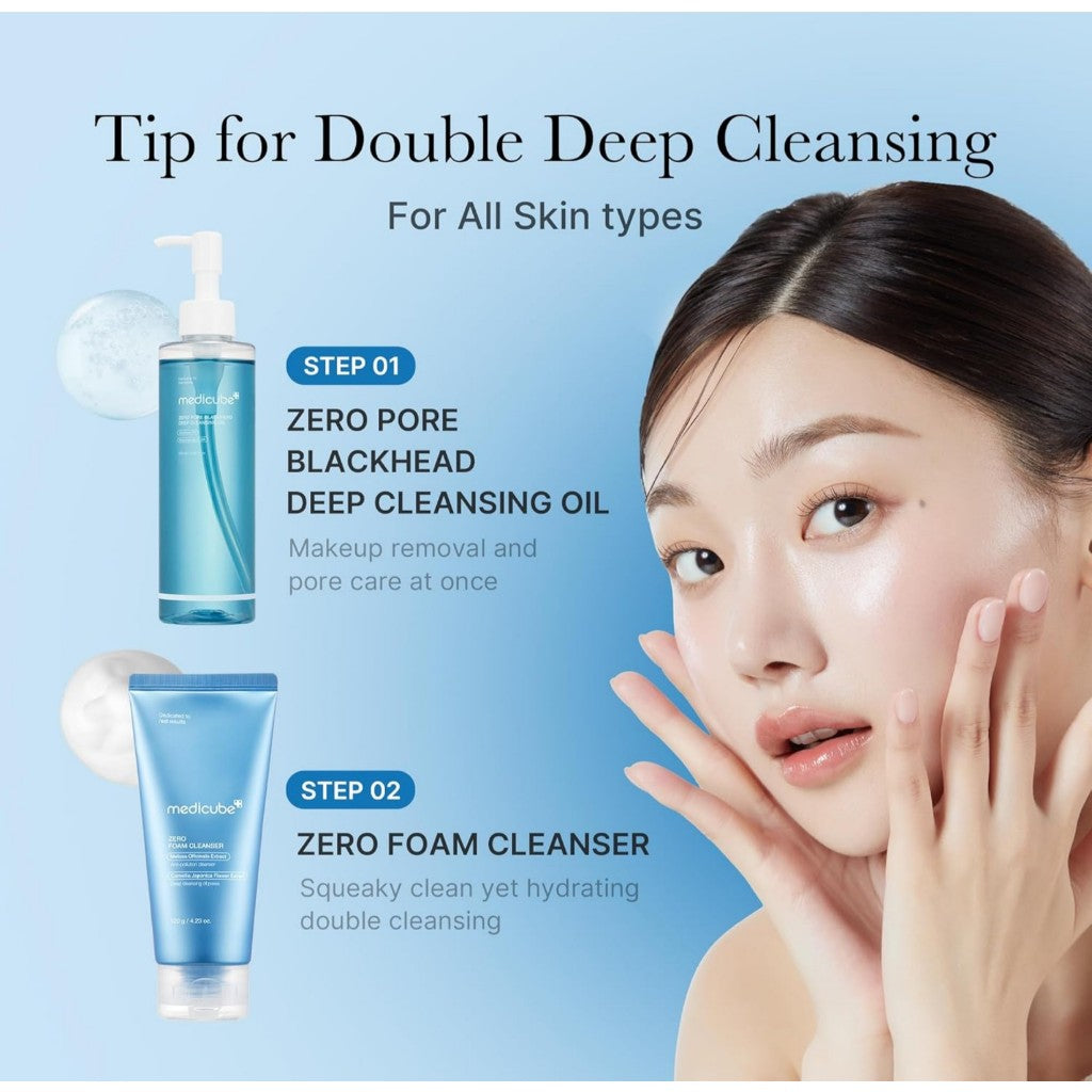 Medicube Zero Pore Blackhead Cleansing Oil dissolving impurities without drying or stripping skin moisture.
