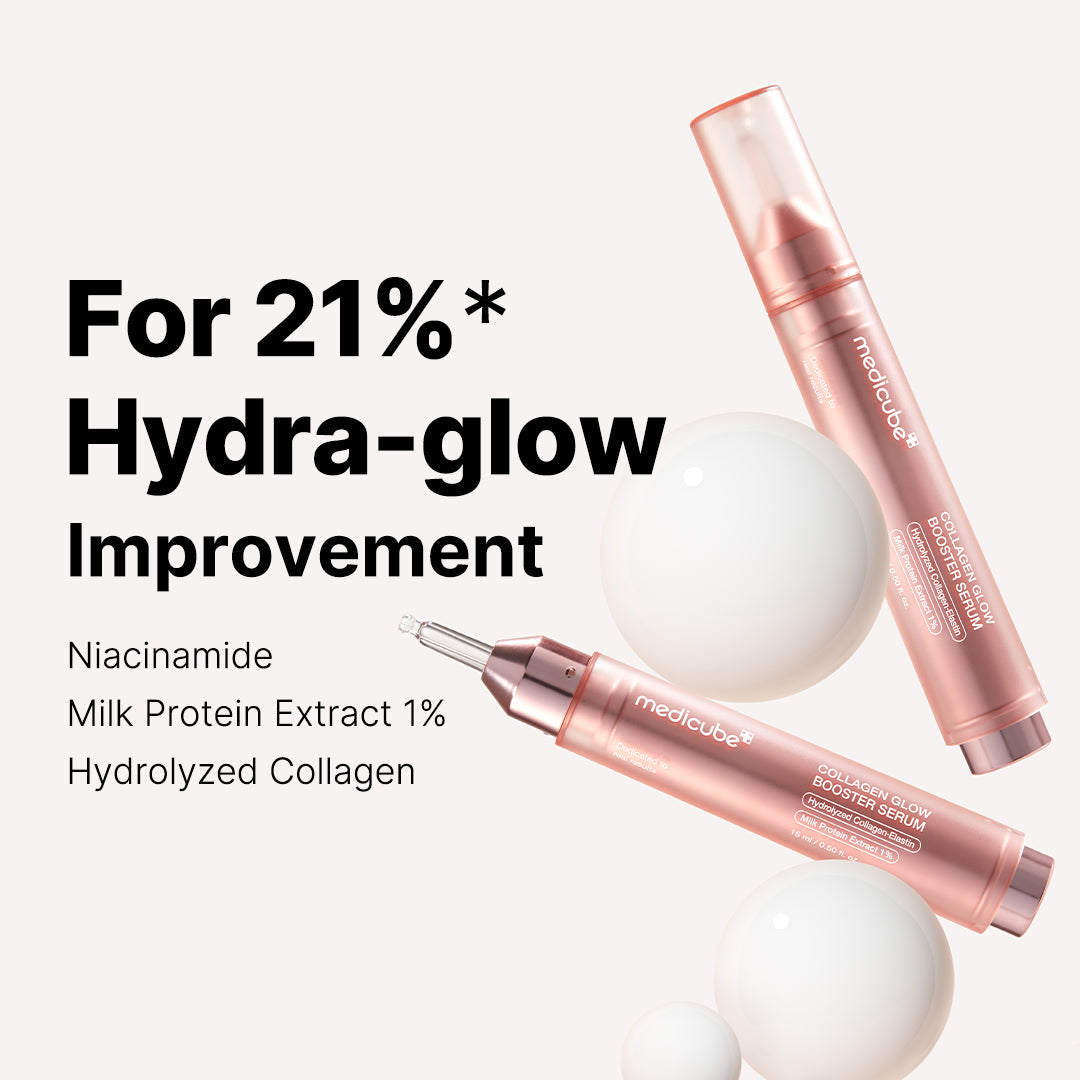 Medicube Collagen Milky Serum helping to reduce the appearance of fine lines and sagging skin.