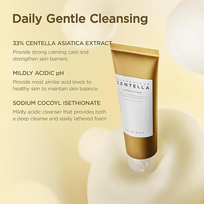 SKIN1004 Centella Ampoule Foam ensuring a gentle and effective cleanse with coconut-derived surfactants.