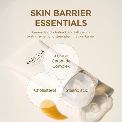 Centella Calming Cream strengthening and restoring the skin barrier with essential ceramides, cholesterol, and fatty acids.