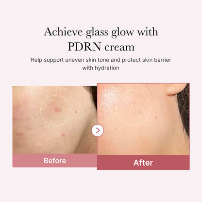 Medicube PDRN Pink Peptide Face Cream evening out skin tone and reducing dullness with niacinamide.