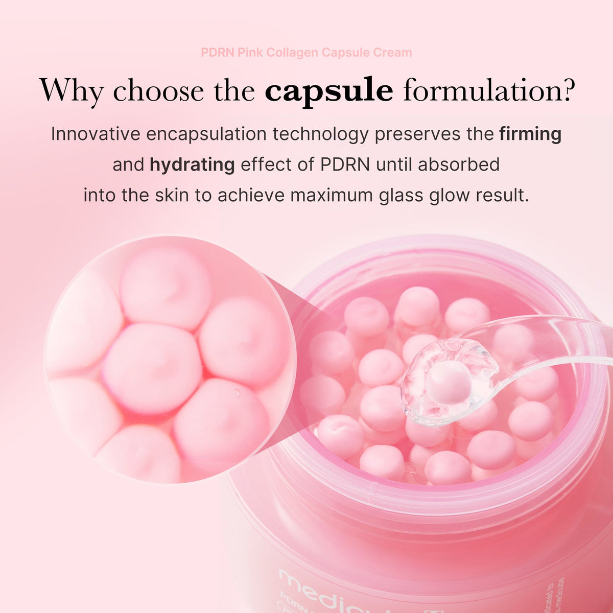 Medicube PDRN Pink Collagen Capsule Cream restoring a natural, radiant complexion.