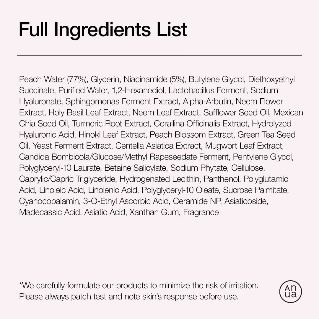 Anua Peach 70% + Niacinamide 5% Serum offering a naturally pink formula free from artificial colorants.