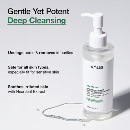 Anua Heartleaf Pore Control Cleansing Oil refining skin texture and minimising the appearance of pores with continuous use.