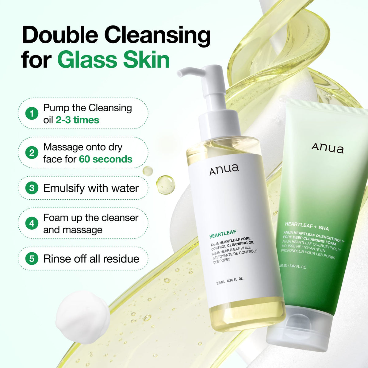 Anua Double Cleansing Duo Set maintaining skin hydration during cleansing with a hyaluronic acid complex.