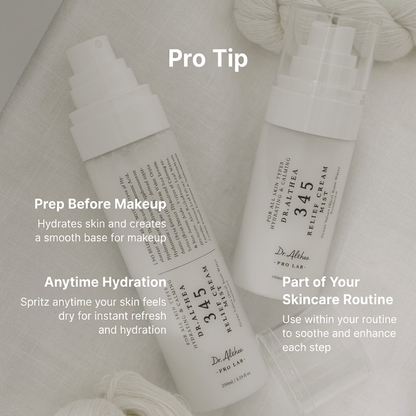 345 Relief Cream Mist delivering immediate and long-lasting hydration with hyaluronic acid.