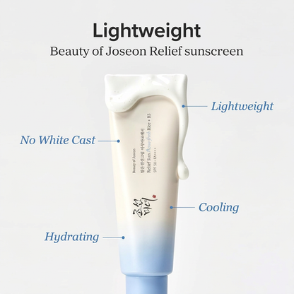 Beauty of Joseon Rice & Vitamin B5 Sunscreen SPF50+ PA++++ combining broad-spectrum UV protection with lightweight, soothing hydration.