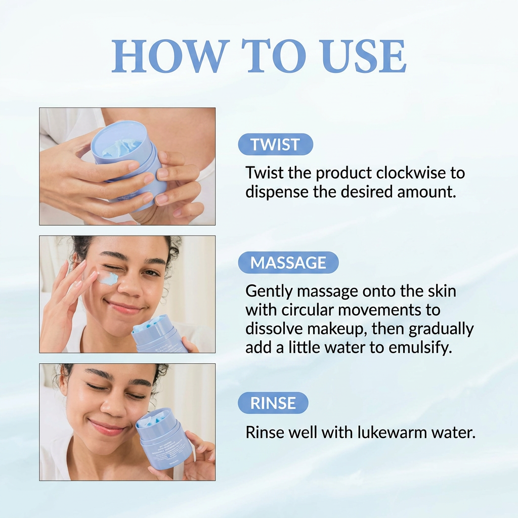 Refreshing Pore Exfoliating Cleansing Balm dissolving stubborn waterproof makeup with an innovative ice cream-like texture.