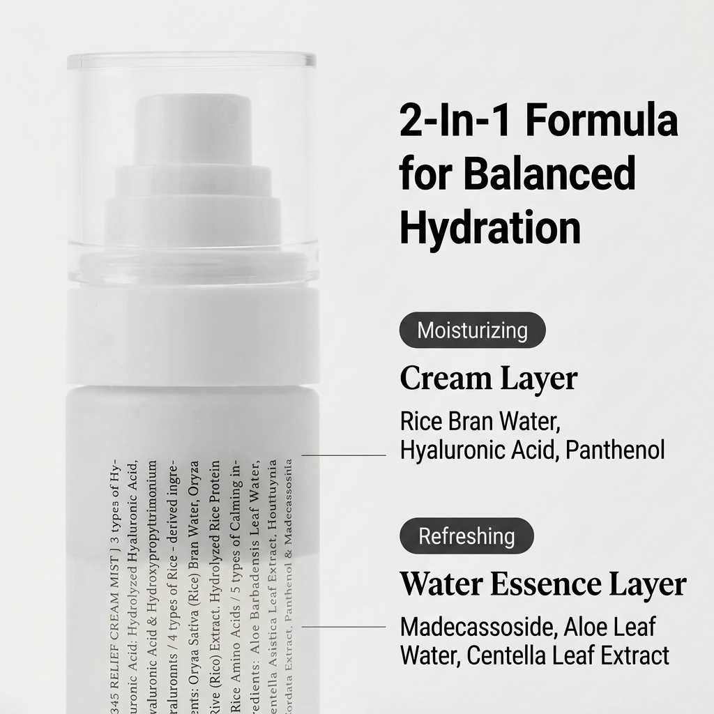 345 Relief Cream Mist replenishes moisture levels and strengthens the skin barrier with every spritz.