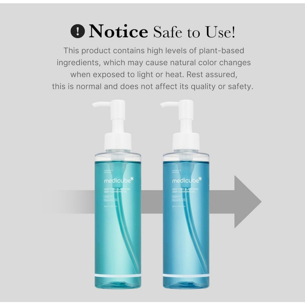Medicube Zero Pore Blackhead Cleansing Oil emulsifying into a light milky lotion for a non-greasy rinse.